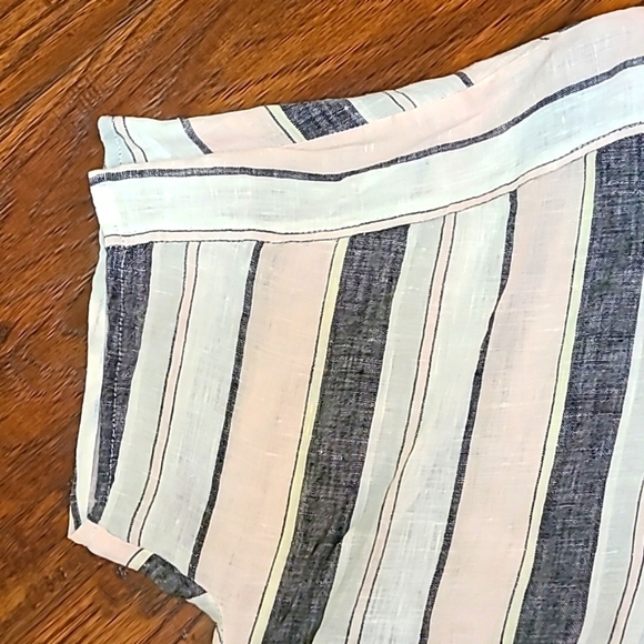 VINCE CAMUTO Ladies Pink Black White Linen Button Down Blouse - Size 2X - Picture 3 of 16